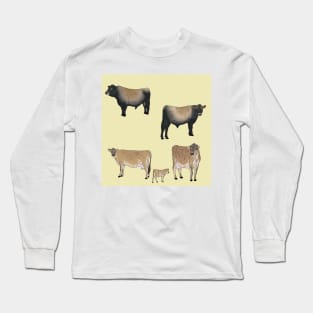 Jersey Cows Pattern Yellow Long Sleeve T-Shirt